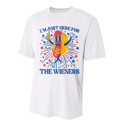 Hot Dog IM Just Here For The Wieners 4th Of July Performance Sprint T-Shirt