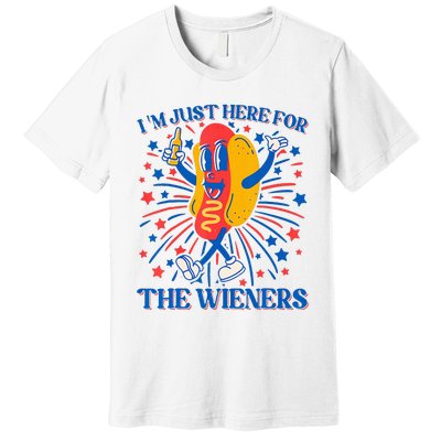 Hot Dog IM Just Here For The Wieners 4th Of July Premium T-Shirt