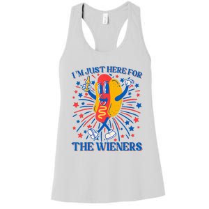 Hot Dog IM Just Here For The Wieners 4th Of July Women's Racerback Tank