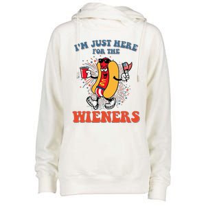 Hot Dog IM Just Here For The Wieners 4th Of July Womens Funnel Neck Pullover Hood