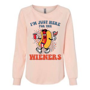 Hot Dog IM Just Here For The Wieners 4th Of July Womens California Wash Sweatshirt