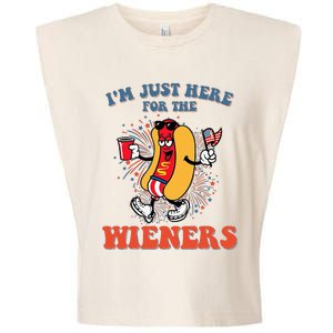 Hot Dog IM Just Here For The Wieners 4th Of July Garment-Dyed Women's Muscle Tee