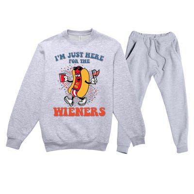 Hot Dog IM Just Here For The Wieners 4th Of July Premium Crewneck Sweatsuit Set