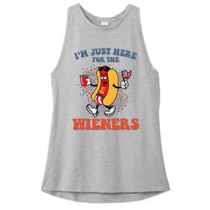 Hot Dog IM Just Here For The Wieners 4th Of July Ladies PosiCharge Tri-Blend Wicking Tank