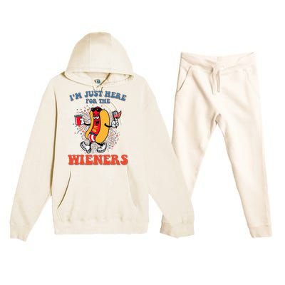 Hot Dog IM Just Here For The Wieners 4th Of July Premium Hooded Sweatsuit Set