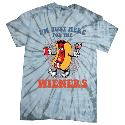 Hot Dog IM Just Here For The Wieners 4th Of July Tie-Dye T-Shirt