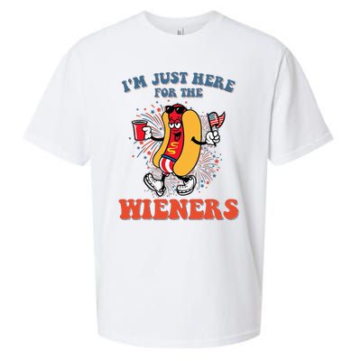 Hot Dog IM Just Here For The Wieners 4th Of July Sueded Cloud Jersey T-Shirt