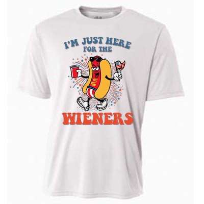 Hot Dog IM Just Here For The Wieners 4th Of July Cooling Performance Crew T-Shirt