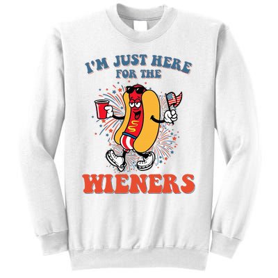 Hot Dog IM Just Here For The Wieners 4th Of July Sweatshirt