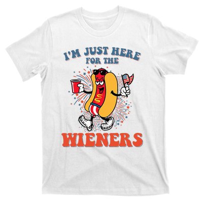 Hot Dog IM Just Here For The Wieners 4th Of July T-Shirt