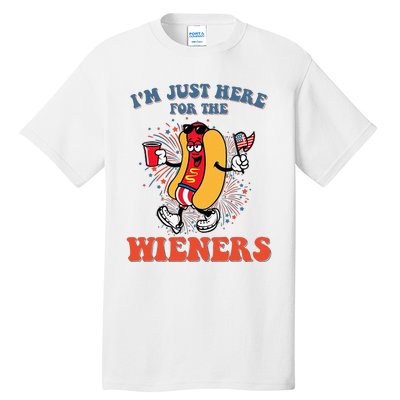 Hot Dog IM Just Here For The Wieners 4th Of July Tall T-Shirt