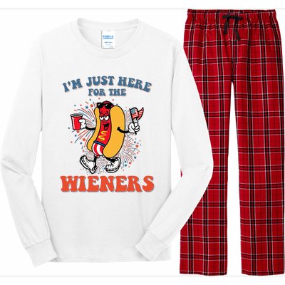 Hot Dog IM Just Here For The Wieners 4th Of July Long Sleeve Pajama Set