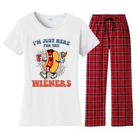 Hot Dog IM Just Here For The Wieners 4th Of July Women's Flannel Pajama Set