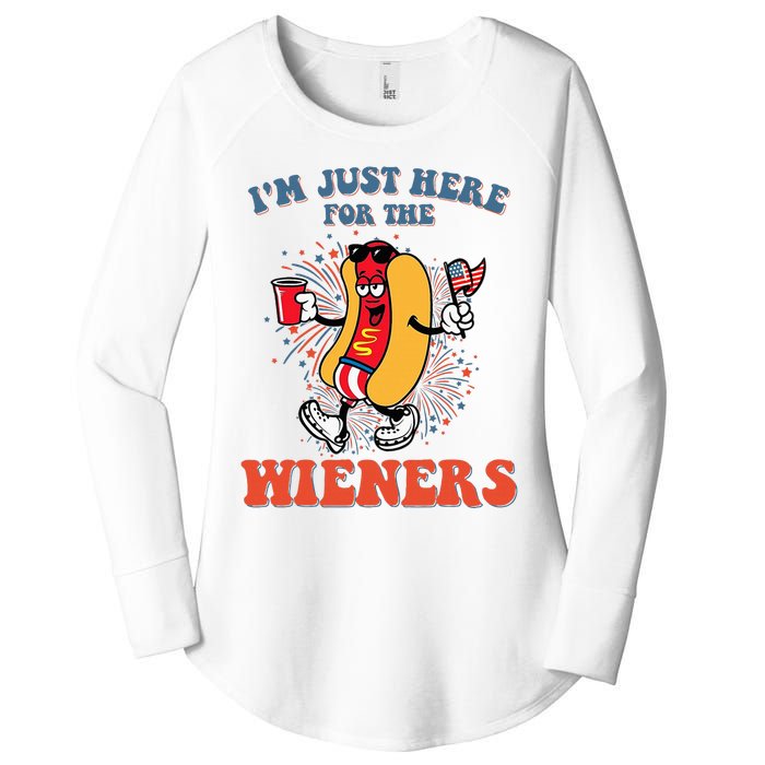 Hot Dog IM Just Here For The Wieners 4th Of July Women's Perfect Tri Tunic Long Sleeve Shirt