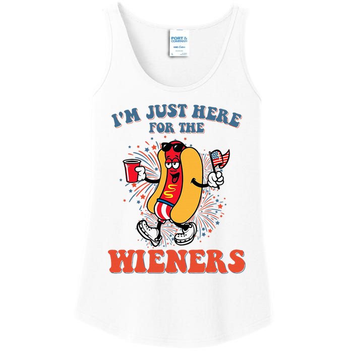 Hot Dog IM Just Here For The Wieners 4th Of July Ladies Essential Tank