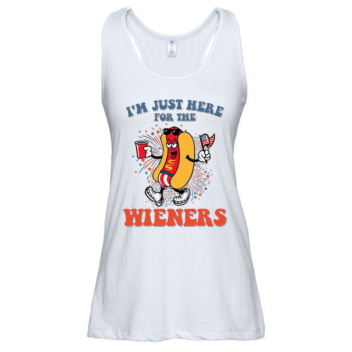 Hot Dog IM Just Here For The Wieners 4th Of July Ladies Essential Flowy Tank