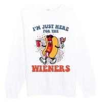 Hot Dog IM Just Here For The Wieners 4th Of July Premium Crewneck Sweatshirt