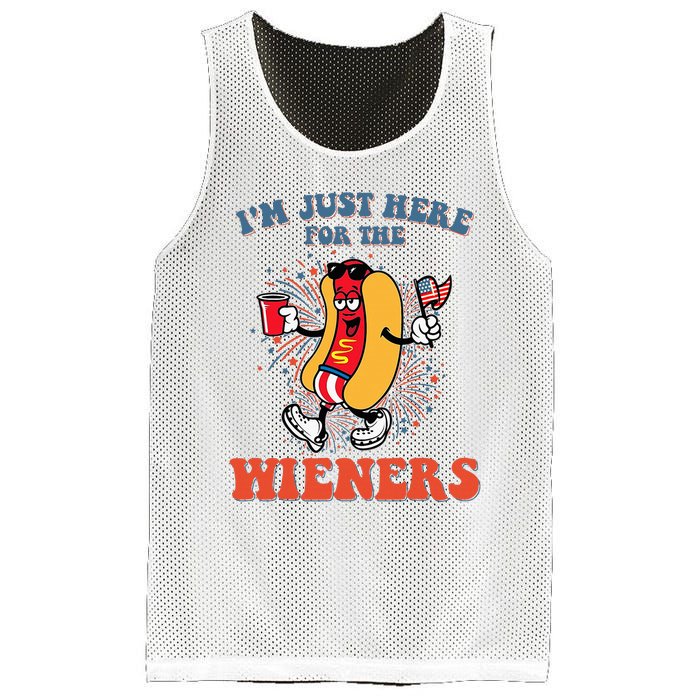 Hot Dog IM Just Here For The Wieners 4th Of July Mesh Reversible Basketball Jersey Tank