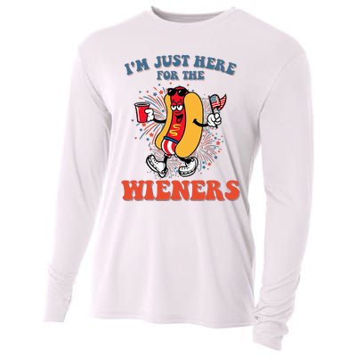 Hot Dog IM Just Here For The Wieners 4th Of July Cooling Performance Long Sleeve Crew