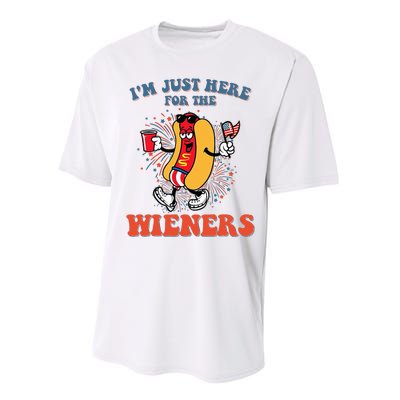 Hot Dog IM Just Here For The Wieners 4th Of July Performance Sprint T-Shirt