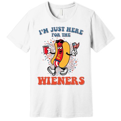 Hot Dog IM Just Here For The Wieners 4th Of July Premium T-Shirt