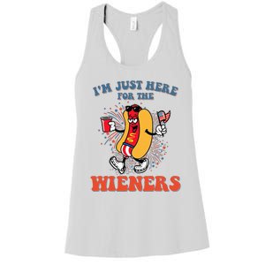 Hot Dog IM Just Here For The Wieners 4th Of July Women's Racerback Tank