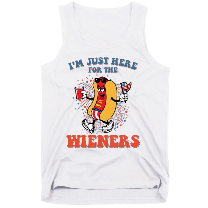 Hot Dog IM Just Here For The Wieners 4th Of July Tank Top