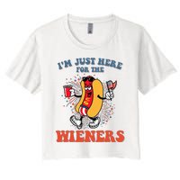 Hot Dog IM Just Here For The Wieners 4th Of July Women's Crop Top Tee