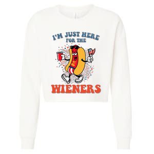 Hot Dog IM Just Here For The Wieners 4th Of July Cropped Pullover Crew