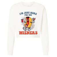 Hot Dog IM Just Here For The Wieners 4th Of July Cropped Pullover Crew