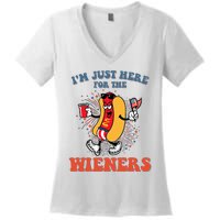 Hot Dog IM Just Here For The Wieners 4th Of July Women's V-Neck T-Shirt