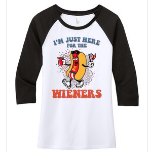 Hot Dog IM Just Here For The Wieners 4th Of July Women's Tri-Blend 3/4-Sleeve Raglan Shirt