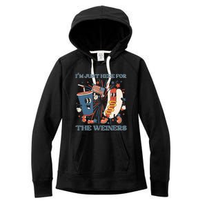 Hot Dog Im Just Here For The Wieners 4Th Of July Women's Fleece Hoodie