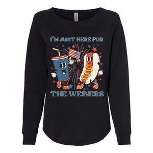 Hot Dog Im Just Here For The Wieners 4Th Of July Womens California Wash Sweatshirt