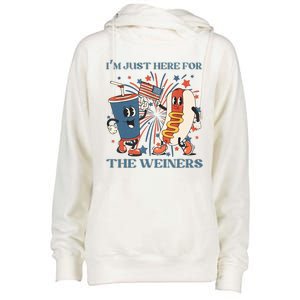 Hot Dog Im Just Here For The Wieners 4Th Of July Womens Funnel Neck Pullover Hood