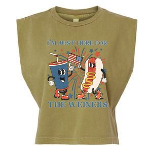 Hot Dog Im Just Here For The Wieners 4Th Of July Garment-Dyed Women's Muscle Tee