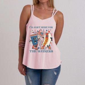 Hot Dog Im Just Here For The Wieners 4Th Of July Women's Strappy Tank