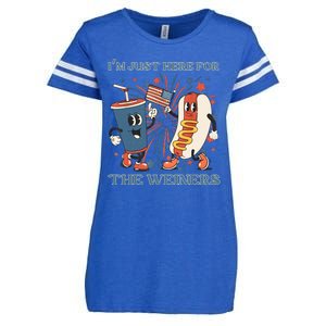 Hot Dog Im Just Here For The Wieners 4Th Of July Enza Ladies Jersey Football T-Shirt