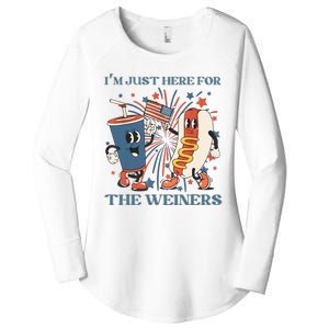 Hot Dog Im Just Here For The Wieners 4Th Of July Women's Perfect Tri Tunic Long Sleeve Shirt