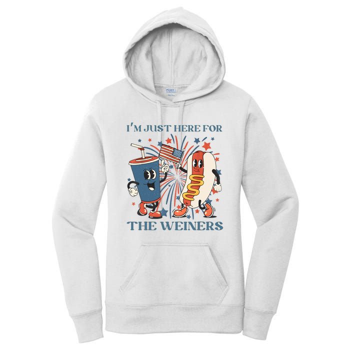 Hot Dog Im Just Here For The Wieners 4Th Of July Women's Pullover Hoodie