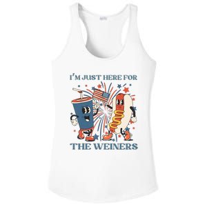 Hot Dog Im Just Here For The Wieners 4Th Of July Ladies PosiCharge Competitor Racerback Tank