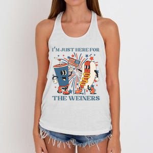 Hot Dog Im Just Here For The Wieners 4Th Of July Women's Knotted Racerback Tank