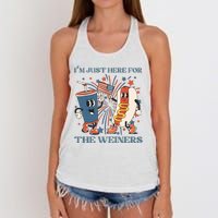 Hot Dog Im Just Here For The Wieners 4Th Of July Women's Knotted Racerback Tank