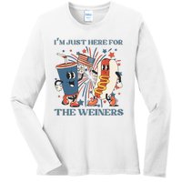 Hot Dog Im Just Here For The Wieners 4Th Of July Ladies Long Sleeve Shirt