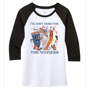 Hot Dog Im Just Here For The Wieners 4Th Of July Women's Tri-Blend 3/4-Sleeve Raglan Shirt