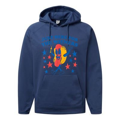 Hot Dog Im Just Here For The Wieners 4Th Of July Performance Fleece Hoodie