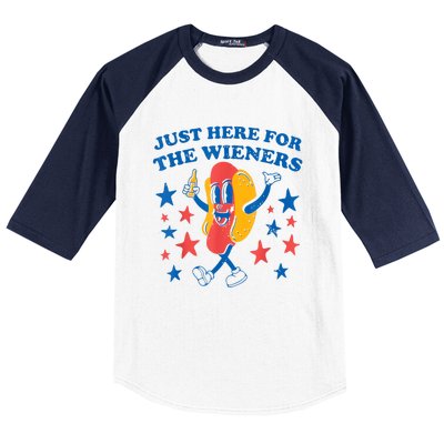 Hot Dog Im Just Here For The Wieners 4Th Of July Baseball Sleeve Shirt