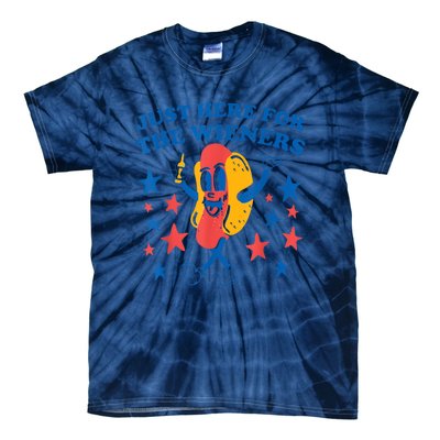 Hot Dog Im Just Here For The Wieners 4Th Of July Tie-Dye T-Shirt