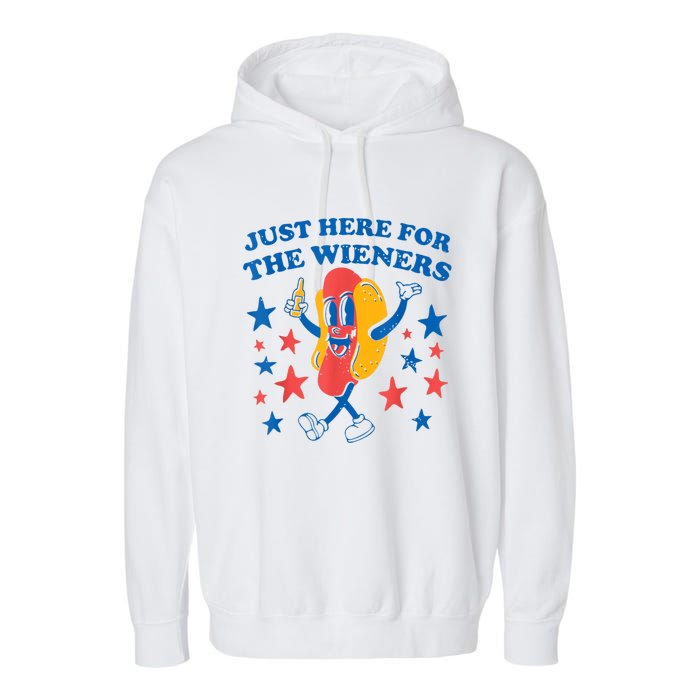 Hot Dog Im Just Here For The Wieners 4Th Of July Garment-Dyed Fleece Hoodie