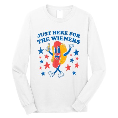 Hot Dog Im Just Here For The Wieners 4Th Of July Long Sleeve Shirt